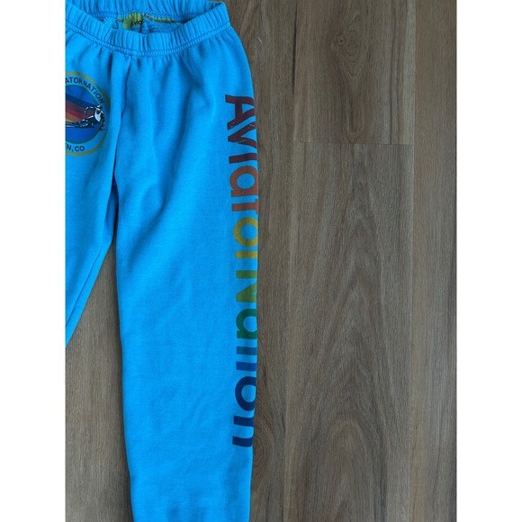 Aviator Nation Aspen Colorado Sweatpants neon Blue Rainbow Logo Joggers XS - Picture 4 of 10